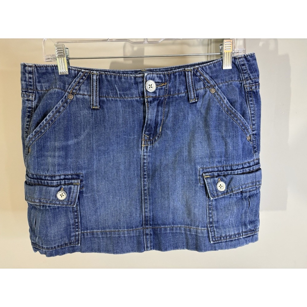 OLD NAVY Denim Ultra Low Waist Cargo‎ Skirt 6 Y2K